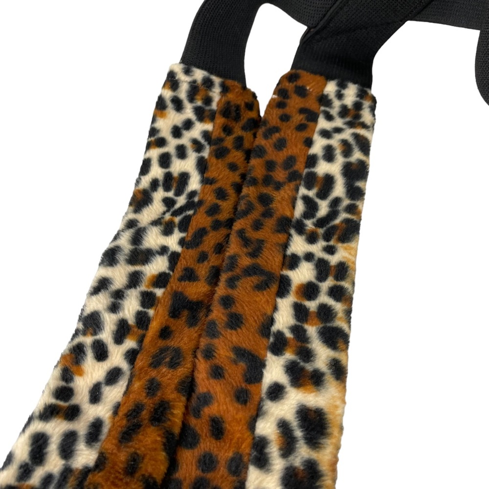 Handmade Cheetah Print Suspenders Alligator Clip 2x2 Faux Fur Halloween Costume - Picture 7 of 16